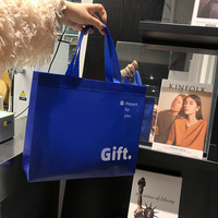Sac de courses ultrasonique en non-tissé bleu Klein, taille standard, avec logo personnalisé, recyclé, pour emballage cadeau, modèle 2025