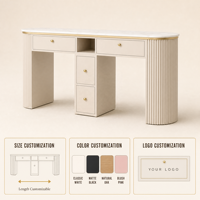Table de manucure en contreplaqué au design contemporain avec aspirateur de poussière, un seul tiroir, deux tiroirs de rangement, pieds en métal argenté, pour salon et séjour