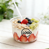 Contenants ronds en plastique PET transparents jetables personnalisables avec logo pour desserts, gâteaux, yaourts, salades et coupes d'açaï – Vente en gros