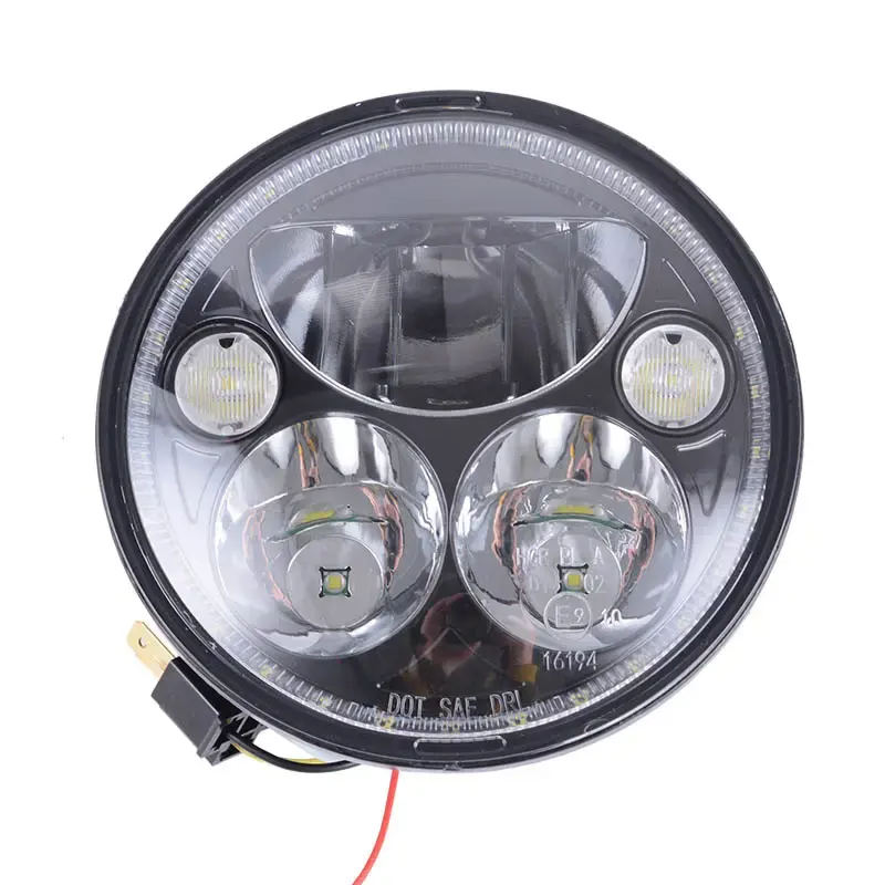 Chất lượng cao xe máy màu đen 5.75 inch LED phía trước đầu đèn với HI/lo chùm cho Harley Davidson