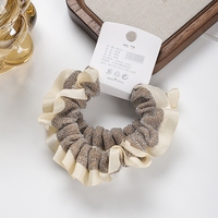 2 Piezas de Coleteros de Tela Tipo Tarjeta con Bordes Anchos, Scrunchies de Malla Brillante, Bandas Elásticas para el Cabello para Mujeres, Coletas Altas