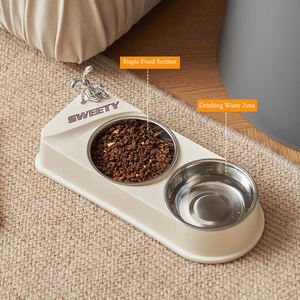 Manufacturer Wholesale Pet <strong>Bowl</strong> 2 in 1 Removable PP + Stainless Steel Double Cat Dog <strong>Bowl</strong> - Product Image 3