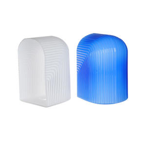 Abat-jour en verre blanc opale nervuré de couleur bleue personnalisé pour applique murale - Product Image 2