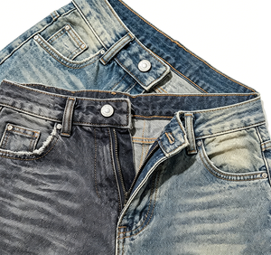 Jeans a Gamba Larga da <span class=keywords><strong>Uomo</strong></span> Personalizzati OEM di Alta Qualità, Stile Vintage Lavato e Sbiadito, <span class=keywords><strong>Pantaloni</strong></span> in Denim Oversize - Product Image 2