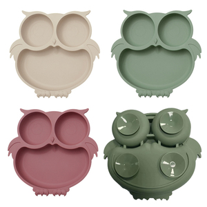 Juego de Platos y Cucharas para Bebé, Platos con Diseño de Búho Kawaii, Plato de Silicona para Alimentación, Antideslizante, Vajilla para Bebés, Juego de Artículos para Niños - Product Image 2