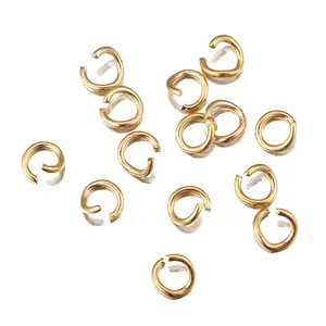 100 pcs/bag Alta Qualidade Fazendo Acessórios De Jóias Rodada Split Ring Connector Aço Inoxidável 18K gold plating Open Jump Rings