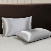 Taie d'oreiller en soie lavée en microfibre ODM/OEM 1 pièces literie noire couleur unie pour la maison hôtel hôpital Style moderne motif solide