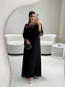 Abaya Modesta al por Mayor, Bordado Floral Colorido, Manga Larga, Túnica Islámica, Vestido Elegante Informal para Eventos Formales - Product Image 2