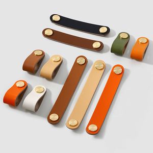 Factory Colorful Wardrobe Cupboard Single Hole Soft Leather Brass Button Drawer Pull <strong>Knob</strong> Handles for Kitchen Cabinet - Product Image 1