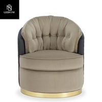 Fauteuil pivotant de salon en cuir, style nordique moderne, pour hôtel, avec accents anciens