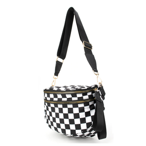 Borsa a tracolla/marsupio 2026 in nylon a doppia cerniera, grande, con fantasia Paisley a quadri, per donna - Product Image 5