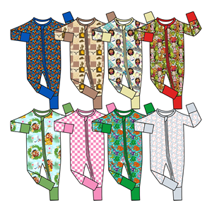 新生児用竹製ベビー服 カジュアルなツーウェイロンパース キッズ長袖竹製パジャマ - Product Image 5