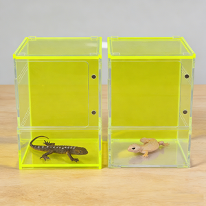 Wholesale Custom Made Fluorescent Yellow Acrylic Reptile Enclosures Magnetic Doors for Home - Product Image 1