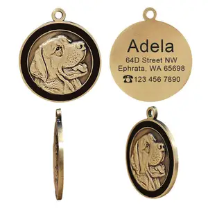 Personalized Durable Long-lasting Waterproof Stainless Steel Brass Anti-loss QR Code Pet ID Tag