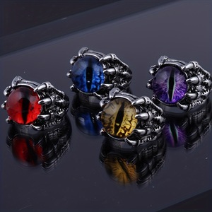 Vente en gros de bijoux pas chers à 1 dollar, anneaux gothiques punk colorés pour les yeux, anneaux vintage en forme de griffe de démon, anneaux de doigt en alliage, bijoux tendance - Product Image 6