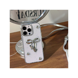 Custodia per Telefono in <span class=keywords><strong>Silicone</strong></span> con Fiocco e Perline Argentate per <span class=keywords><strong>iPhone</strong></span> 14 15 13 12 <span class=keywords><strong>11</strong></span>, <span class=keywords><strong>Trasparente</strong></span> in Resina Epossidica Compatibile con Redmi Pro Max Modello 17 - Product Image 6