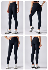 Femmes taille haute doublé polaire Yoga pas de ligne d'embarras course serrée <span class=keywords><strong>nu</strong></span> Pilates Fitness solide taille élastique Yoga Legging - Product Image 4