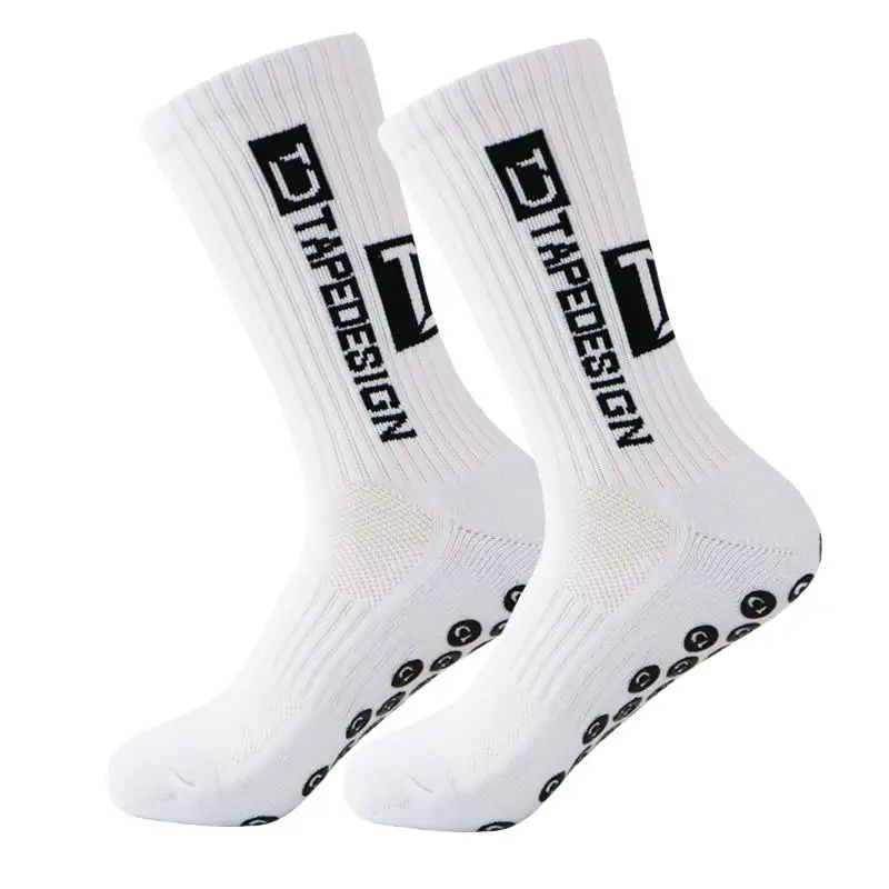Custom Logo Thickened Cotton Mid Tube Anti-slip Striped Sports Soccer Grip Socks Men Football Socks