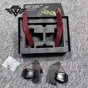 Manette de vitesse magnétique en fibre de carbone rouge adaptée à l'intérieur automobile Mercedes Benz AMG W205 GT63 C43 C63 E53 E63 A45 GLC43 - Product Image 6