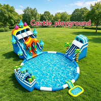 Parc aquatique gonflable commercial mobile, ensemble complet, toboggan aquatique gonflable, piscine, aire de jeux pour la location dans les parcs d'attractions
