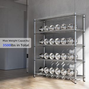 MZG Heavy Duty 3500LBS High Gloss Chrome Finish Wide 5 Tier Kitchen <b>Wire</b> Shelving Metal Storage <b>Shelves</b> Rack Unit - Product Image 4