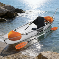 Kayak transparent pour la pêche en lac sauvage, deux adultes, panneau en PC renforcé de 6 mm, capacité de charge de 200 kg