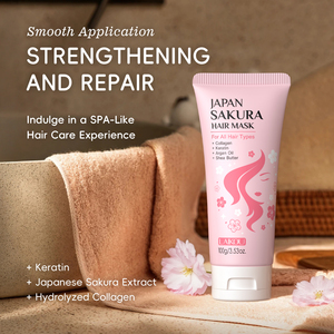 Masque capillaire LAIKOU JAPAN SAKURA pour un traitement en profondeur, renforcement et réparation des cheveux secs, abîmés et crépus, crème qui améliore les propriétés capillaires - Product Image 2