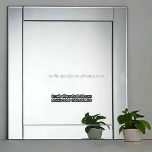 豪华镜子屋装饰方形玻璃威尼斯镜子装饰斜面墙壁装饰浴室镜子55x55cm厘米