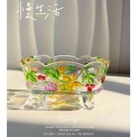 Cendrier carré vintage en verre, peint à la main, coloré, avec motif de raisins gravé et en relief, servant également de boîte de rangement et de boîte à bijoux, 12 cm, prix usine