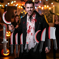 Vente en gros : Jouet couteau sanglant d'Halloween, arme factice réaliste (Machette, Faisceau, Hachette, Couteau à viande, Poignard) pour accessoire de fête cosplay zombie