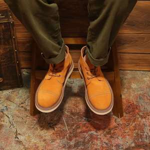 Bottines pour hommes en daim synthétique, à lacets, bout rond, respirantes, semelle extérieure en caoutchouc, semelle intermédiaire en EVA, couleur unie, style décontracté toutes saisons - Product Image 2