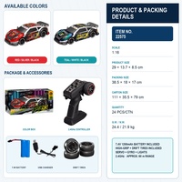 Voiture télécommandée haute vitesse en PVC à l'échelle 1:16, modèle de voiture de course, cadeau pour enfants, idéale pour les fêtes et festivals
