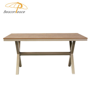 Table <span class=keywords><strong>de</strong></span> jardin extérieure imperméable, mobilier <span class=keywords><strong>de</strong></span> restaurant, patio, structure en aluminium, table à manger en bois <span class=keywords><strong>plastique</strong></span> - Product Image 4