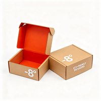 Boîte en carton ondulé écologique avec intérieur orange, impression numérique personnalisée, emballage durable