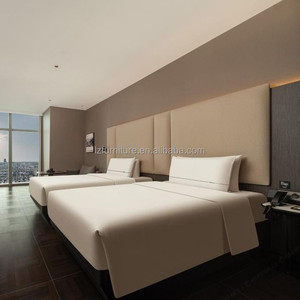 Commercial Hotel Room Furniture Standard Wood <b>Queen</b> <b>Bed</b> <b>Frame</b> with Oversized Upholstered Headboard for 3 Star Hotel Bedroom Sets - Product Image 3