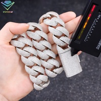 Cadena Cubana de Plata Pesada con Incrustaciones de Diamantes de Imitación Moissanite VVS de 5-6 Filas, Collar para Hombre, Joyería Hip-hop