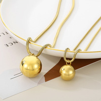 Collar con Colgante de Bola de Cadena de Serpiente, Acero Inoxidable 316L, Chapado en Oro de 18K, Hipoalergénico para Mujer