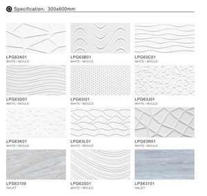 <span class=keywords><strong>Carrelage</strong></span> mural pressé 300x600 mm, 12x24 pouces, 30x60 cm pour salon, salle de bain ou <span class=keywords><strong>cuisine</strong></span>, blanc brillant ou blanc mat - Product Image 4