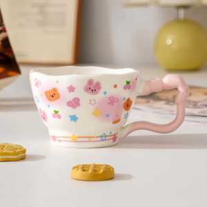 Ins Style <b>Cute</b> Cartoon Design Ceramic <b>Mug</b> Girl's Coffee & Milk Cup Household Breakfast Back to School Reusable High-Value Gift - Product Image 6