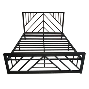 Cadres de lit en acier aux designs modernes, cadre de lit en fer pour appartement, lits gigognes en métal Queen avec rangement - Product Image 6