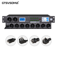 GTSVSOMA DR228 1U Séquenceur d'alimentation 10 canaux monté en rack métallique avec écran rétroéclairé 6000W AC 100-240V Alimentation électrique Norme européenne