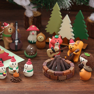 Christmas Resin Animal Figurines Dolls Indoor Decorations Desktop <b>Car</b> <b>Ornaments</b> Matte Finish DY1786 - Product Image 1