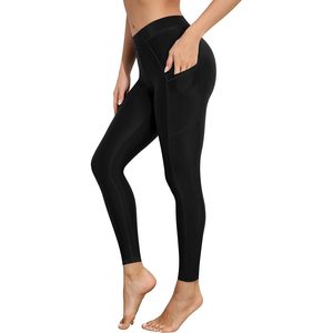 FOXA Leggings de natación para mujer, de cintura alta, con bolsillos, para natación, buceo, pantalones de poliéster elásticos de longitud completa - Product Image 1