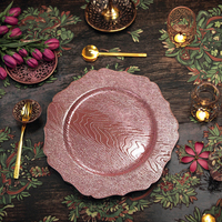 Assiettes de Présentation Jetables en PP Stratifié Effet Bois de Luxe, Écologiques et Durables, 50 Pièces, 33 cm, Polies, pour Hôtels et Mariages (Vente en Gros)