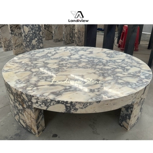 LANDIVIEW Luxuriöser Maßgefertigter Steinmöbel Wohnzimmer CALACATTA VIOLA ARNO RUNDER COFFEE <span class=keywords><strong>TABLE</strong></span> - Product Image 1