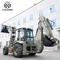 Chargeuse sur pneus diesel FULCORE 1,5 m³ à fourche rétrocaveuse, fournie directement par l'usine, avec une capacité de charge stable pour les travaux de construction et d'entretien.