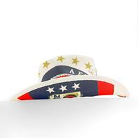 Chapeau de cowboy blanc personnalisé en gros avec drapeau américain et étoiles pour le 4 juillet, fête de l'Indépendance, pour adultes