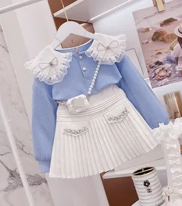 2023 conjuntos de ropa de otoño para niñas, Top de manga larga para niñas, faldas con volantes, conjunto de ropa de princesa