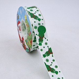 Festive Pine Branch Printed <b>Ribbon</b> Custom Logo For Xmas Wedding And Party Use - Product Image 4