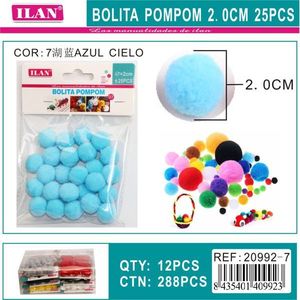 Palline Pompom ILAN 2.0 Cm Blu Cielo 25 Pezzi Decorazioni Artigianali - Product Image 1